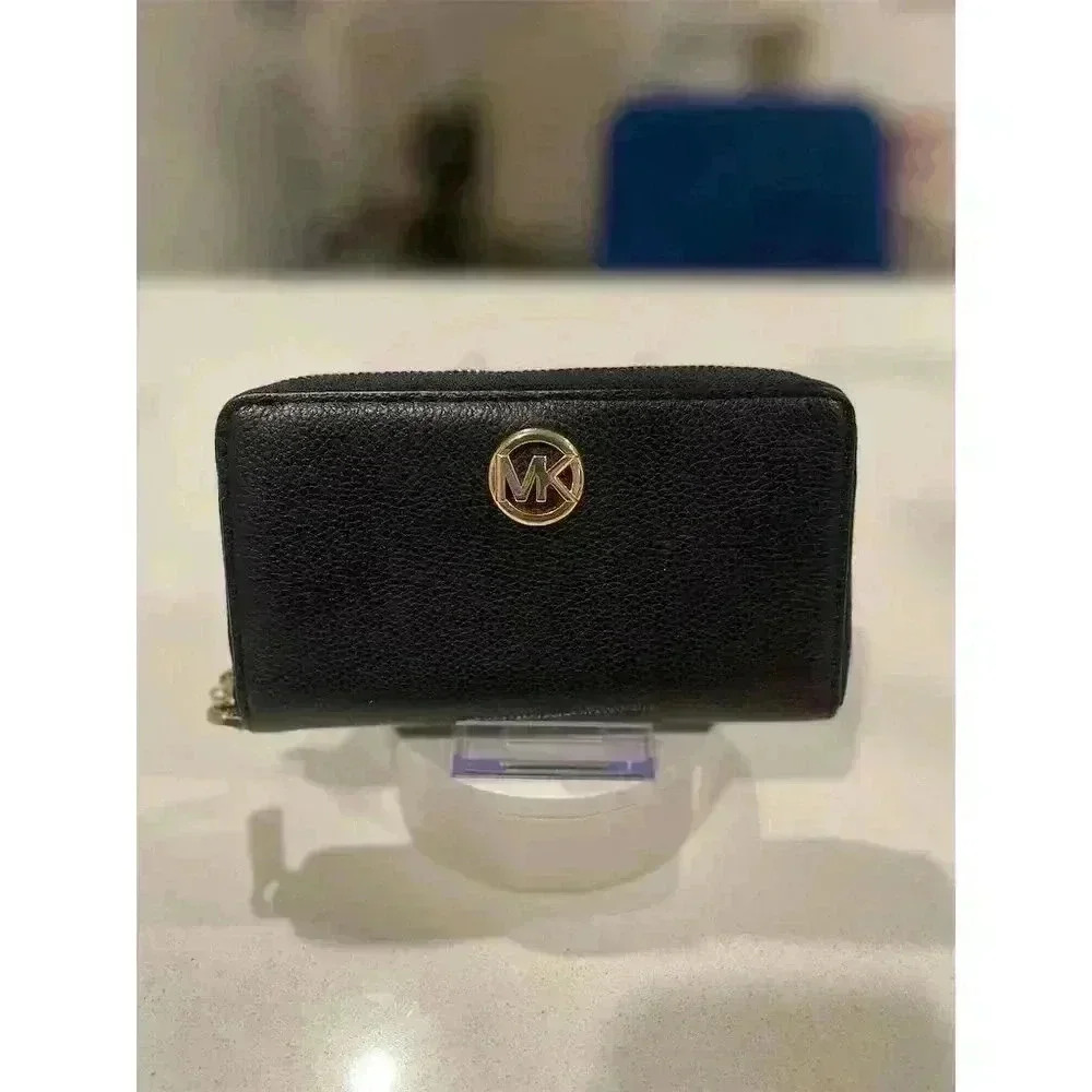 Michael Kors Women's Black Zip-Around Wallet Credit Card Holder
